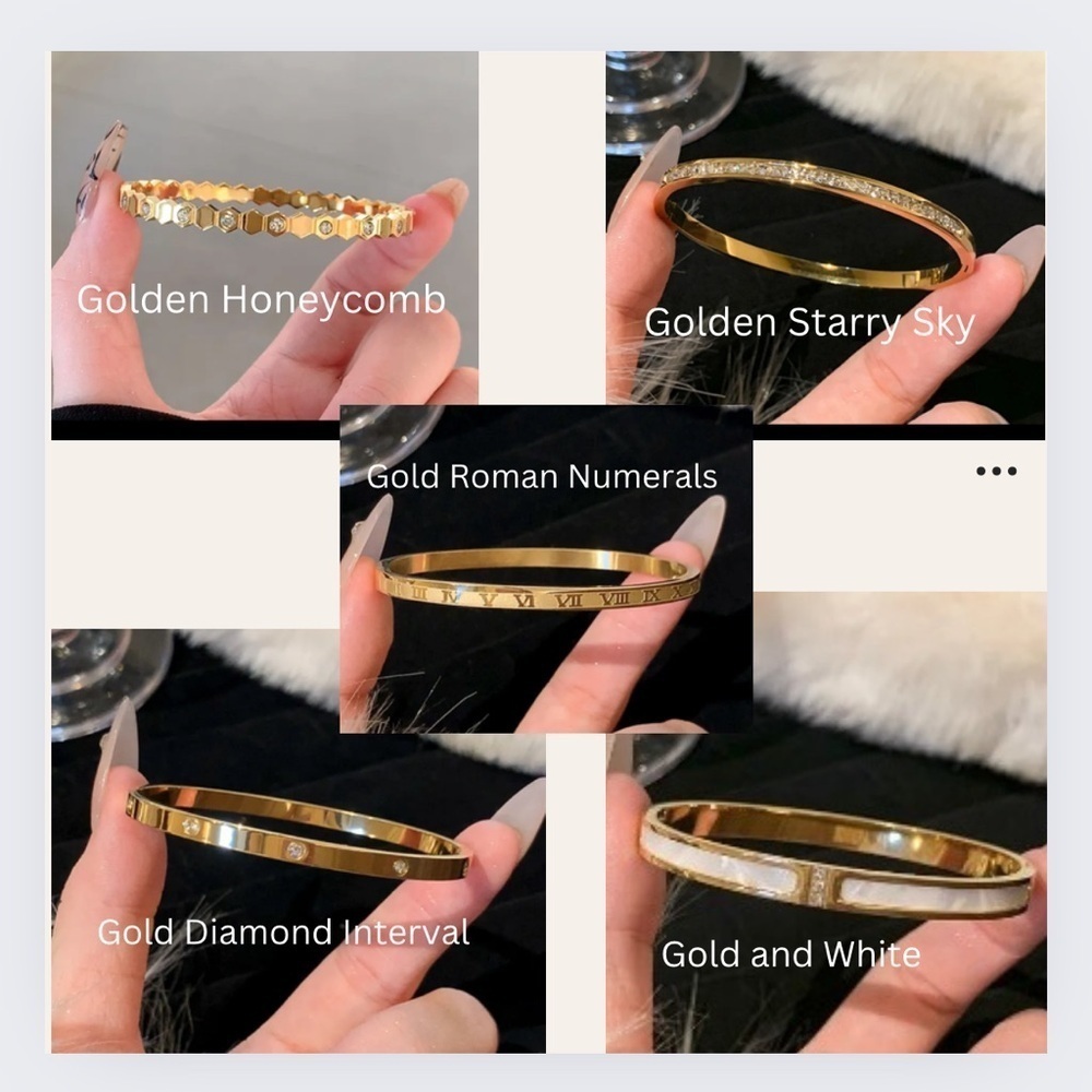 Titanium Steel Bangles in Gold Snap on Bracelets - Picture 6 of 7